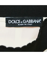 Pre-Owned Dolce & Gabbana Women's White/red Slub Cotton Button Detail Mini Skirt