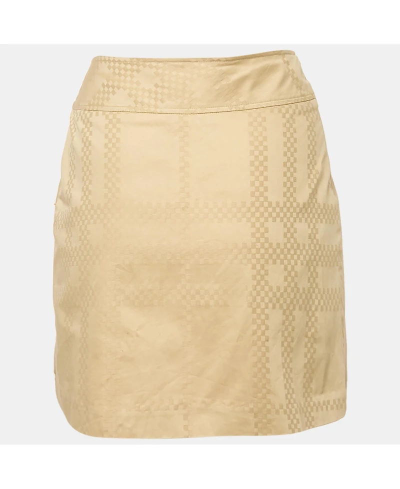 Pre-Owned Burberry Women's Beige Cotton Jacquard Mini Wrap Skirt
