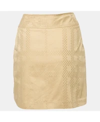 Pre-Owned Burberry Women's Beige Cotton Jacquard Mini Wrap Skirt