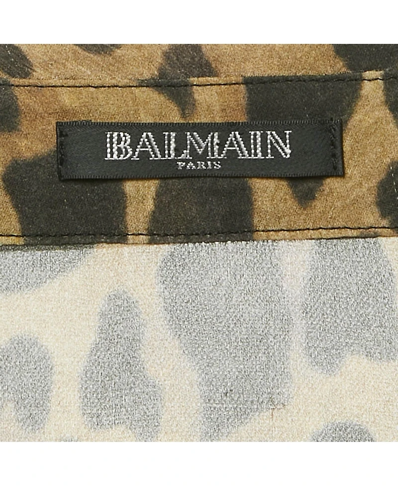 Pre-Owned Balmain Women's Brown Leopard Print Crepe Button Front Shirt