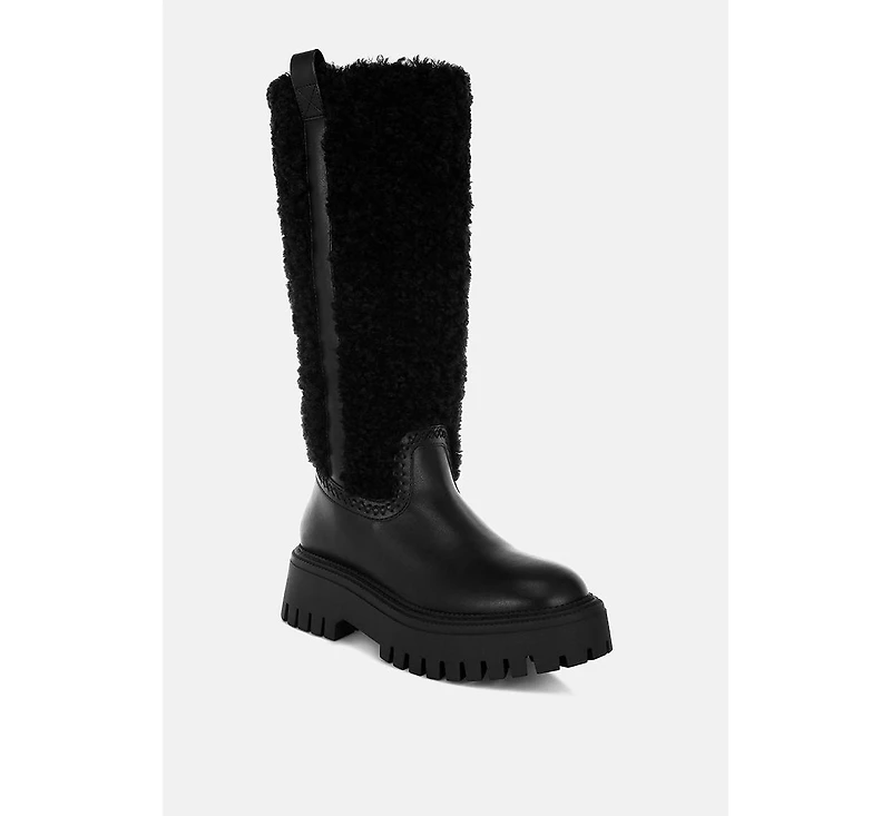 Lapland Fur Detail Calf Length Boots Women