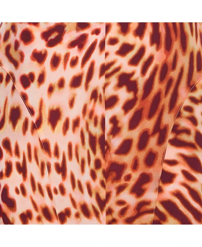 Pre-Owned Stella Mccartney Women's Pink/brown Leopard Print Silk Flared Midi Skirt