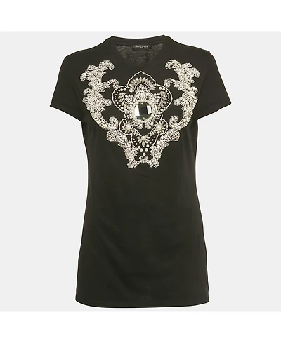 Pre-Owned Balmain Women's Pearl And Crystal Detail Jersey Crewneck T-Shirt