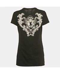 Pre-Owned Balmain Women's Pearl And Crystal Detail Jersey Crewneck T-Shirt