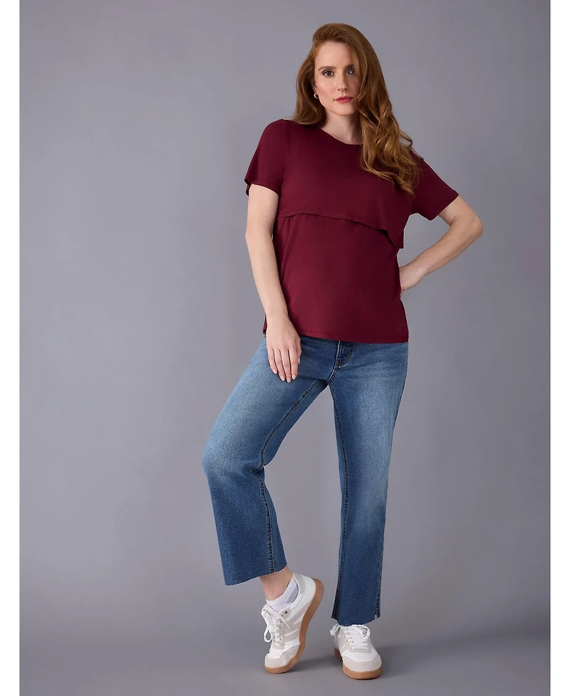 Women's Crewneck Short Sleeve Nursing Tee - Motherhood Maternity