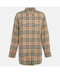 Pre-Owned Burberry Women's Vintage Check Print Cotton Full Sleeve Shirt