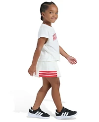 adidas Girls' 2T-6X Crewneck T-Shirt and Pleated Skort, 2-Piece Set