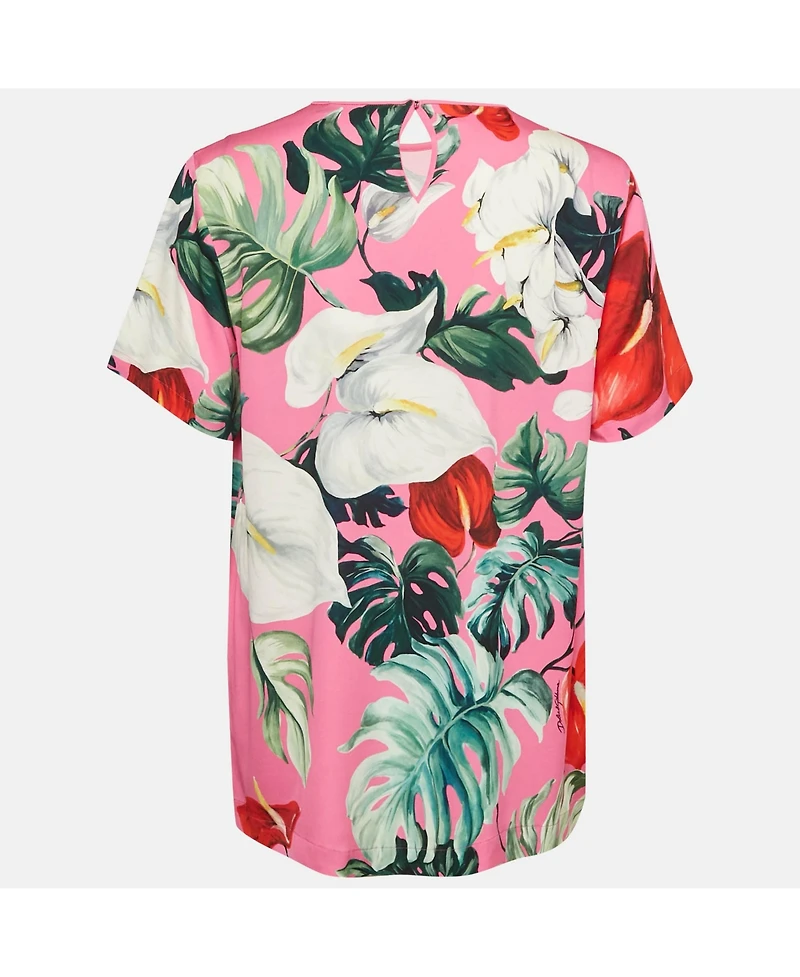 Pre-Owned Dolce & Gabbana Women's Tropical Print Silk Top