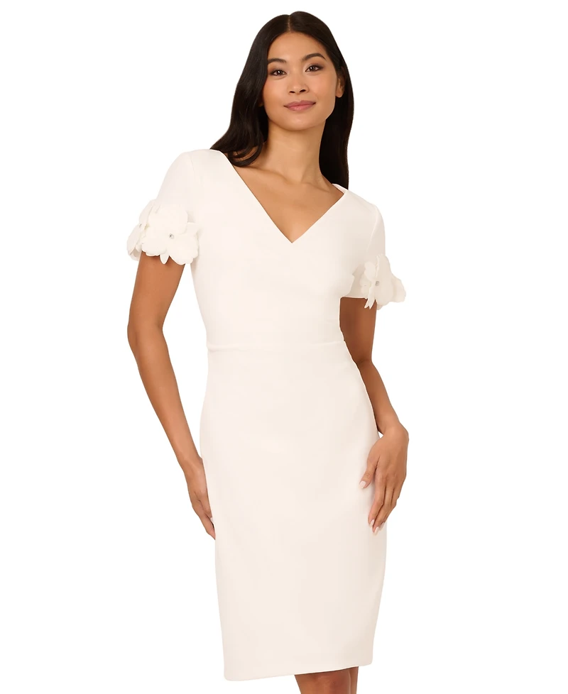 Adrianna Papell Petite Surplice Neck Knit Short Dress