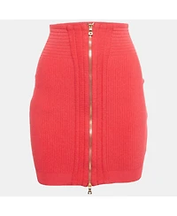 Pre-Owned Balmain Women's Pink Stretch Knit Mini Skirt