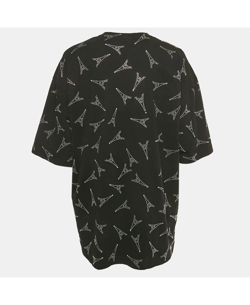 Pre-Owned Balenciaga Women's Eiffel Tower Crystal Jersey T-Shirt