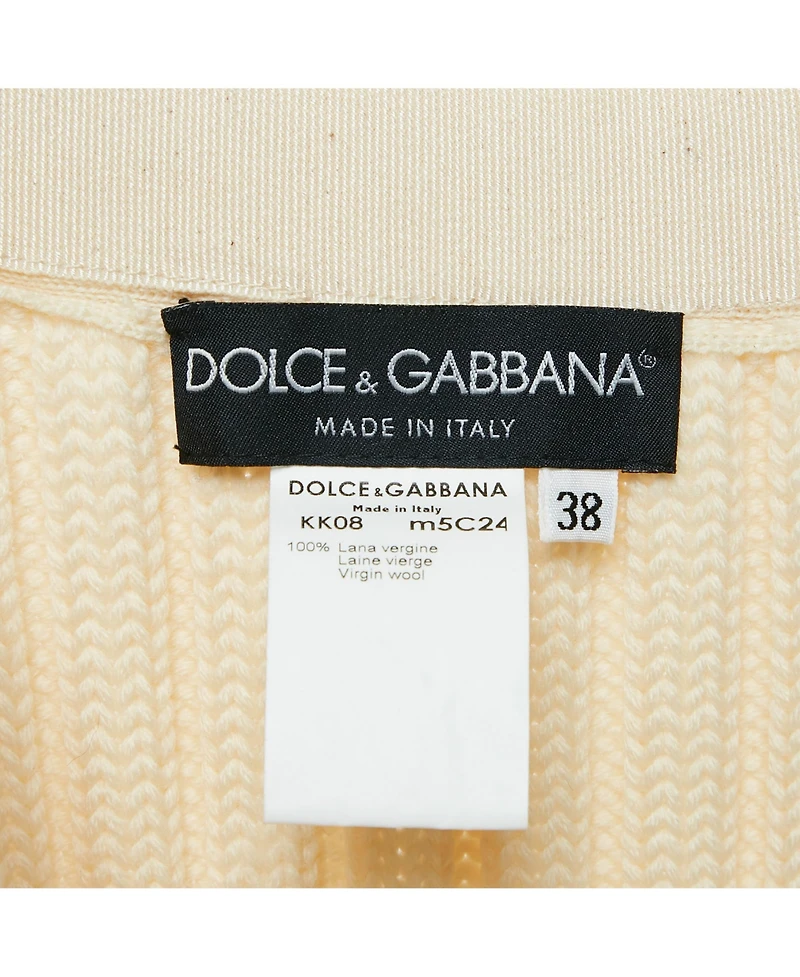 Pre-Owned Dolce & Gabbana Women's Cream Rib Knit Pencil Skirt