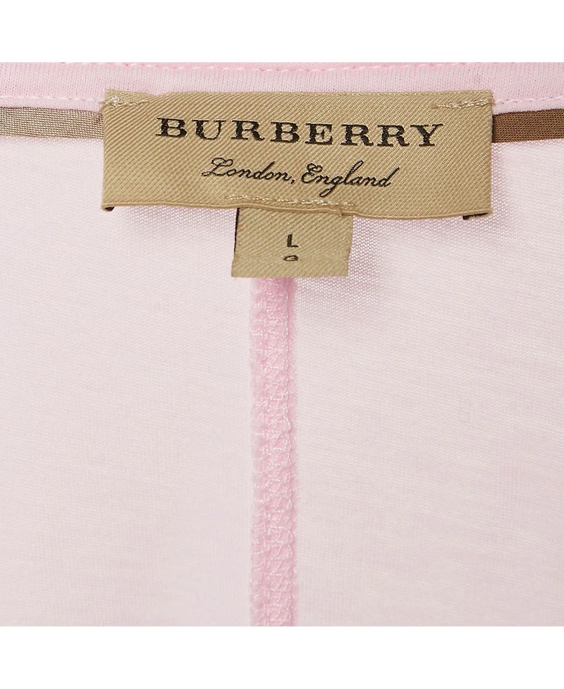 Pre-Owned Burberry Women's Pink Logo Embroidered Cotton V-Neck T-Shirt
