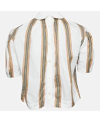 Pre-Owned Burberry Women's White Cotton Nova Stripe Detail Button Back