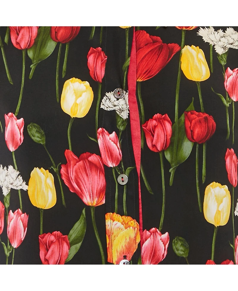 Pre-Owned Dolce & Gabbana Women's Tulip Print Silk Long Sleeve Shirt