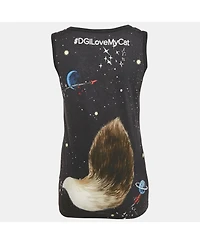 Pre-Owned Dolce & Gabbana Women's Spaghetti Cat Print Jersey Tank Top