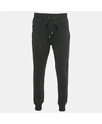 Pre-Owned Dolce & Gabbana Men's Black Cotton Logo Plaque Detail Joggers