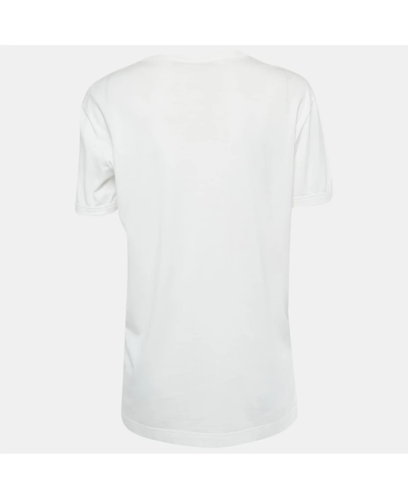 Pre-Owned Dolce & Gabbana Women's White Printed Cotton T-Shirt