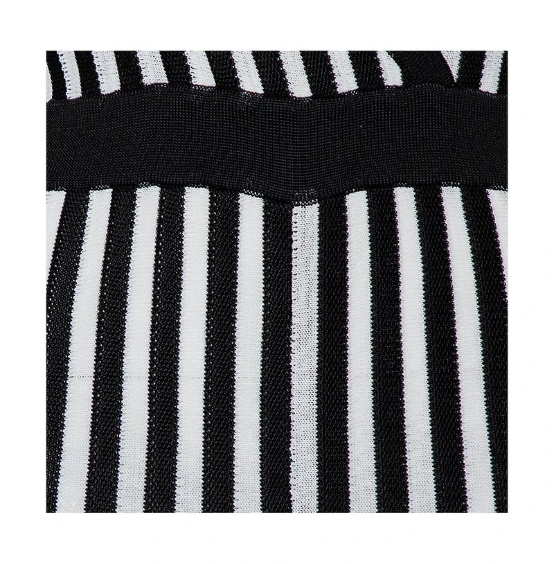 Pre-Owned Balmain Women's Monochrome Striped Knit Faux Wrap Jumpsuit