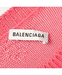 Pre-Owned Balenciaga Women's Pink Logo Intarsia Knit Oversized Sweater