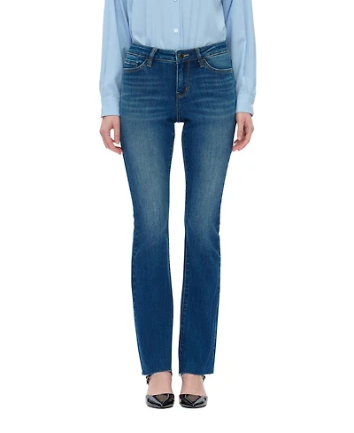 Bayeas Women's Low-Rise Stretch Raw-Hem Bootcut Jeans