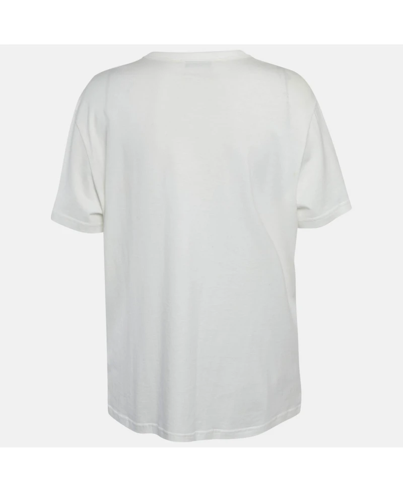 Pre-Owned Givenchy Women's White Floral Print Jersey Beaded T-Shirt