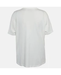 Pre-Owned Givenchy Women's White Floral Print Jersey Beaded T-Shirt