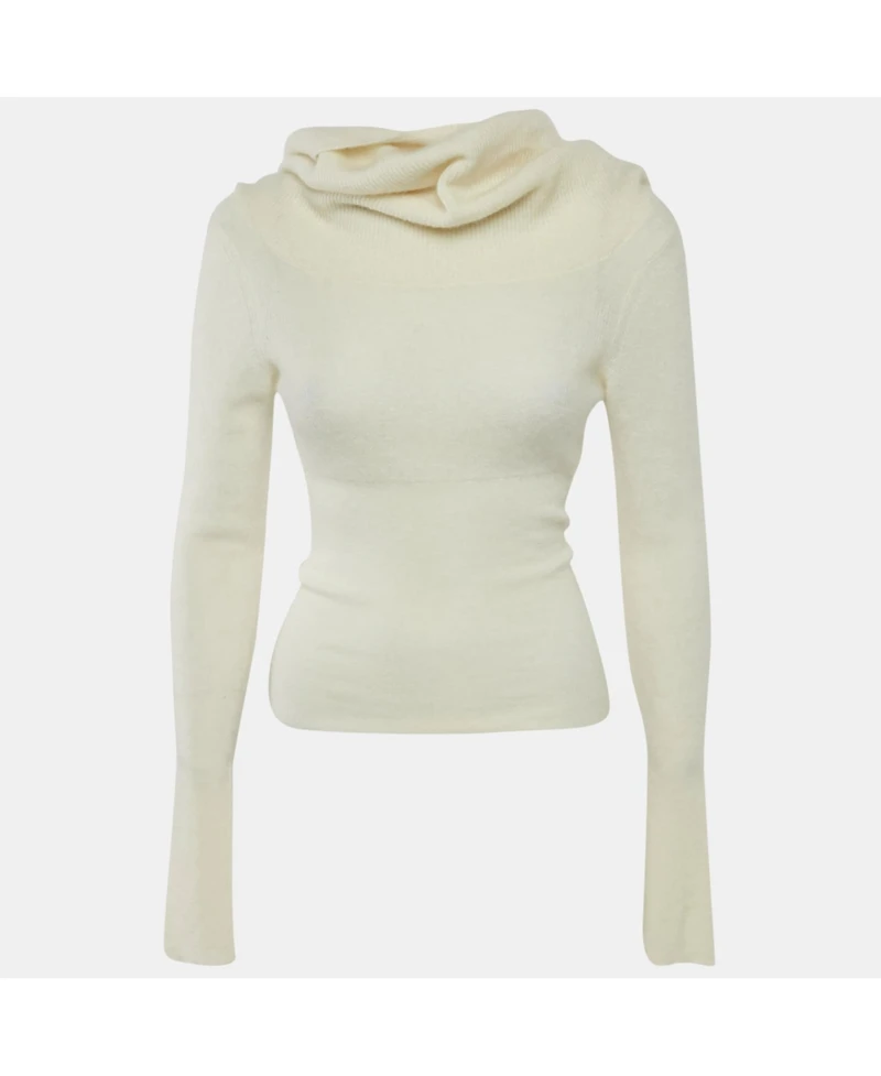 Pre-Owned Jacquemus Women's Cream Cashmere Knit Back Open Sweater