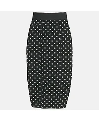 Pre-Owned Dolce & Gabbana Women's Black Polka Dot Print Mesh Midi Skirt