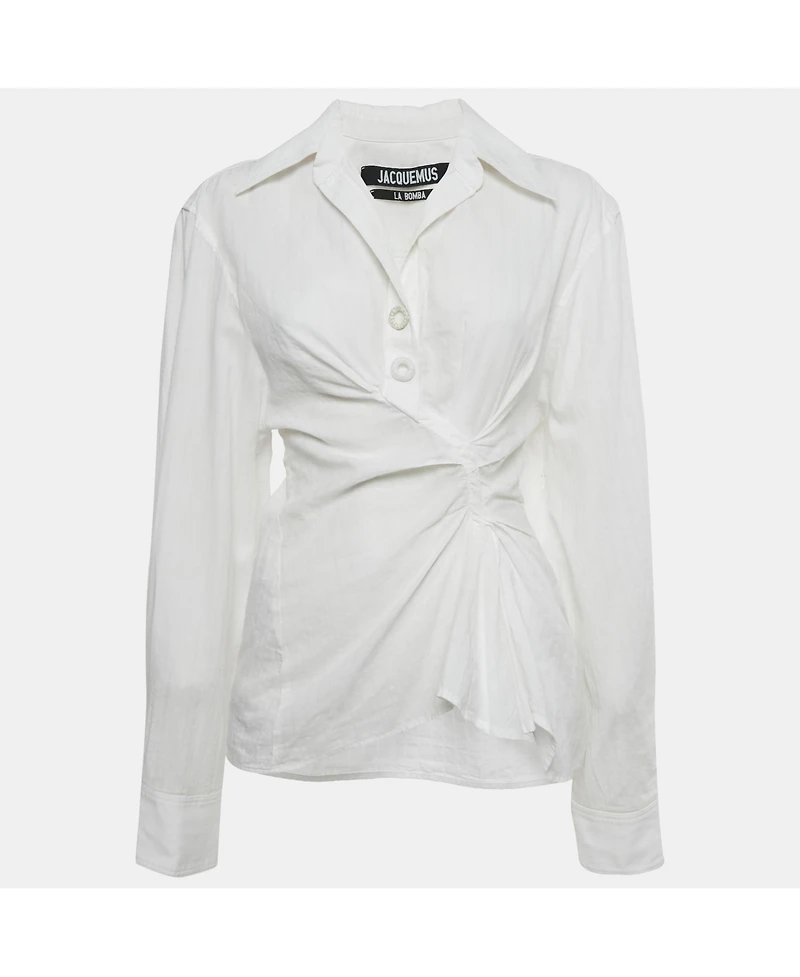 Pre-Owned Jacquemus Women's Cotton Ruched Detail La Bomba Shirt