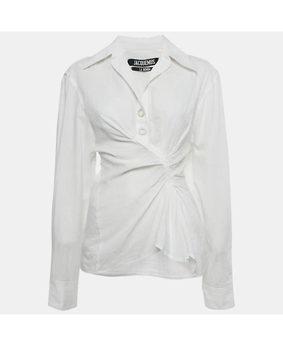 Pre-Owned Jacquemus Women's Cotton Ruched Detail La Bomba Shirt
