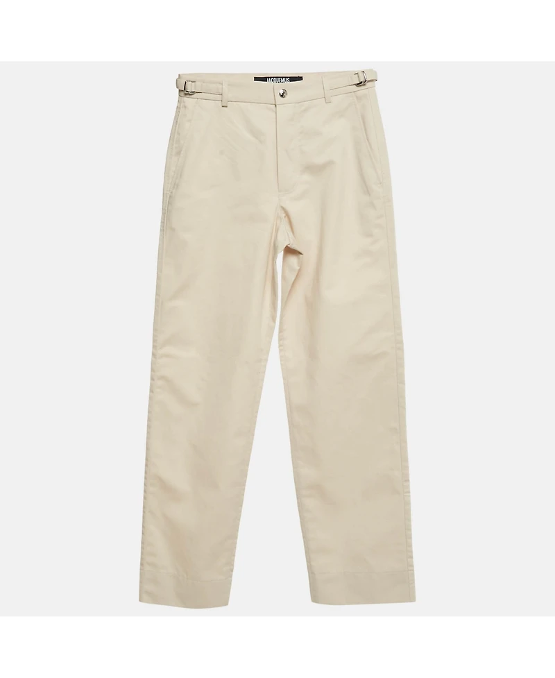 Pre-Owned Jacquemus Men's Beige Cotton Straight Leg Trousers