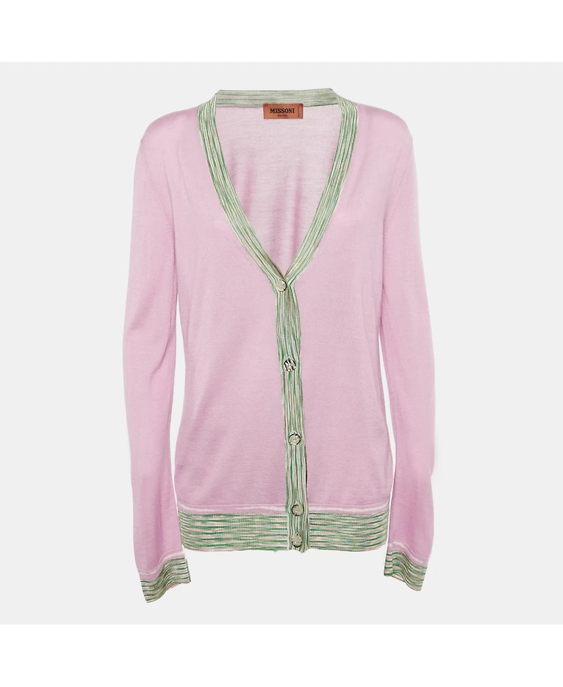 Pre-Owned Missoni Women's Pink Cashmere Knit Button Front Cardigan