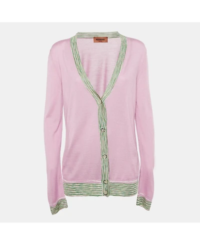 Pre-Owned Missoni Women's Pink Cashmere Knit Button Front Cardigan