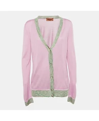 Pre-Owned Missoni Women's Pink Cashmere Knit Button Front Cardigan