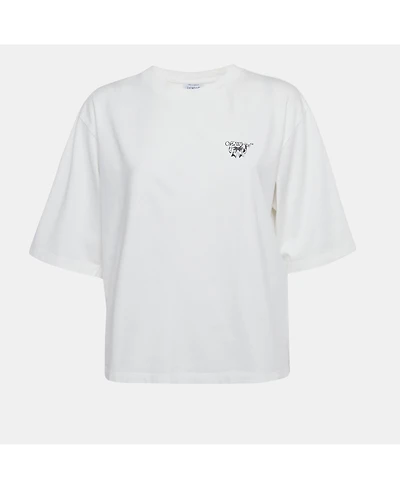 Pre-Owned Off-White Women's Pre-Owned Bow Print Jersey Crewneck T-Shirt