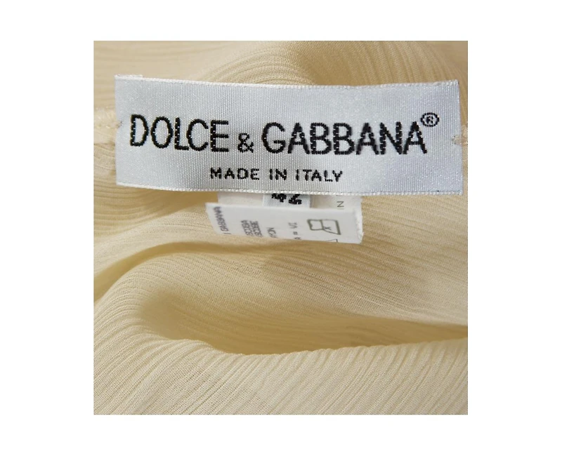 Pre-Owned Dolce & Gabbana Women's Black And Beige Dice Key Printed Silk Short Sleeve Top