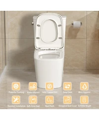 Casainc One Piece Modern Elongated Bathroom Fixture,Siphonic Jet,Comfort Chair Height,Soft-Close Seat,Glazed Surface