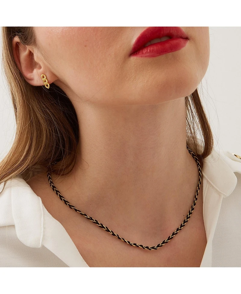 Spero London Women's Handmade Rope Braided Sterling Silver Beaded Chain Necklace