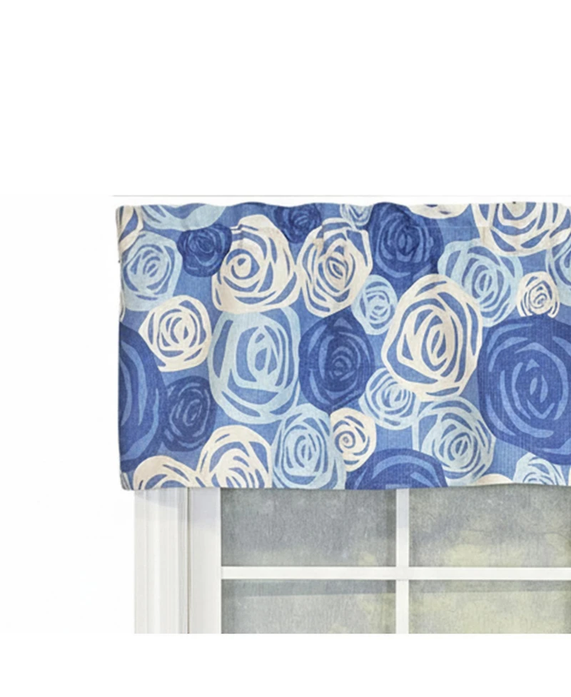 Rlf Home 100% Cotton High Quality Rosales Tailored Window Valance with 1.5" Rod Pocket 50" W X 12" L Blue