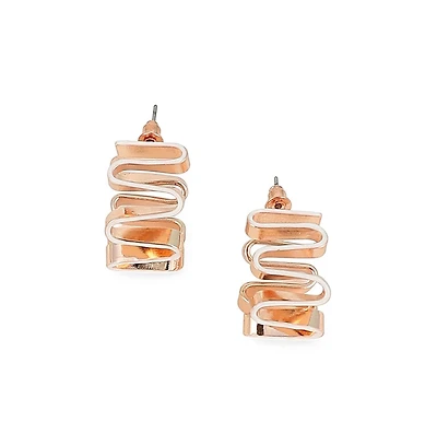 Women's The Enamel-Coil Hoop Earrings - Chalk White & Rose Gold