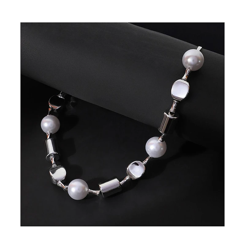 Women's The Spherical-Block Collar Necklace - Chrome Silver