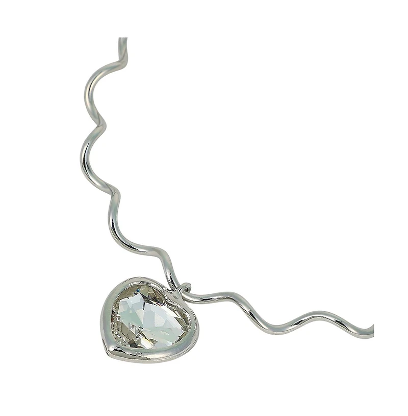 Sohi Women's The Coil-Coeur Collar Necklace - Chrome Silver