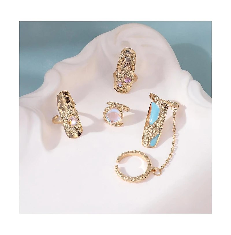 Women's The Jasmine Nail Rings - California Gold (Set Of 4)