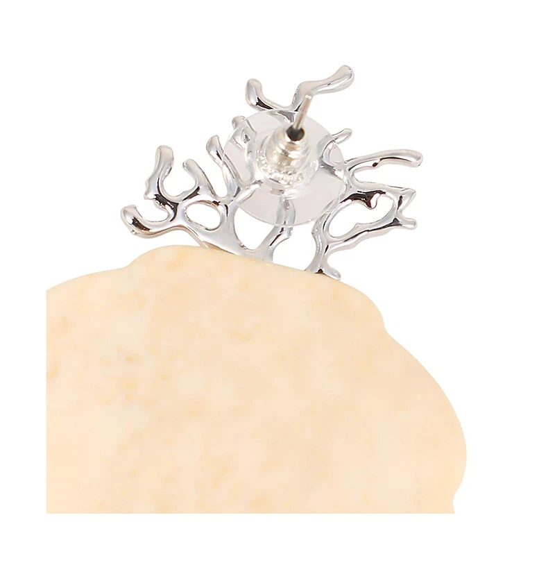 Women's The Veined-Conchiglia Drop Earrings - Metallic Silver