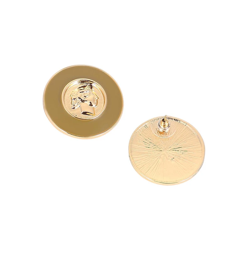 Women's The Enamel-Coin Stud Earrings - California Gold
