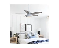 Sofucor 52-inch Grain Farmhouse Gray Wood 5-blade Ceiling Fan with Light Kit and Remote Control