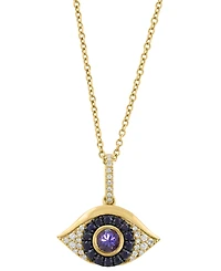 Effy Collection Diamond (1/8 ct. t.w.), Sapphire (1/4 ct. t.w.) & Tanzanite (1/3 ct. t.w.) Pendant Necklace in 14k Yellow Gold