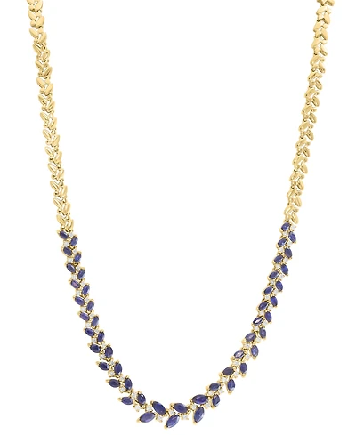 Effy Collection Diamond (3/4 ct. t.w.) & Sapphire (7-1/3 ct. t.w.) Necklace in 14k Yellow Gold