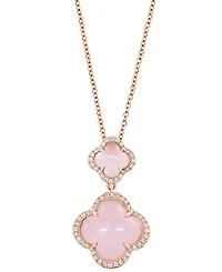 Effy Collection Diamond (1/4 ct. t.w.) & Pink Quartz (3-5/8 ct. t.w.) Pendant Necklace in 14k Rose Gold